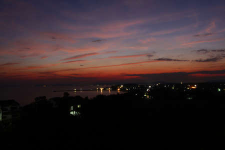Twilight time at banchang, Thailandの写真素材