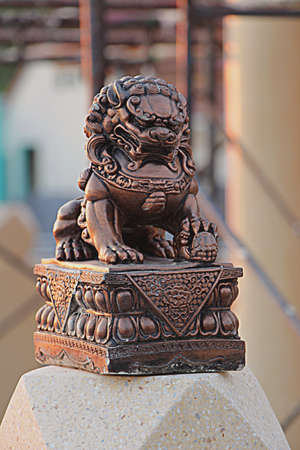 Chinese sculpture, Brass statue in front of the chinese temple in Thailand の写真素材