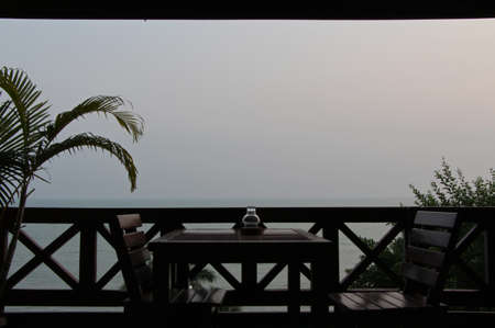 The table and chair at the view pointの写真素材