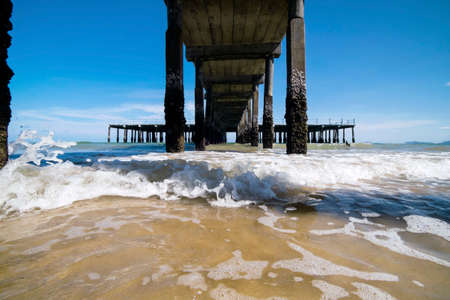 Before wave come over cameraの写真素材