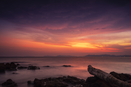 Sunset at Pala beach, Rayong, Thailandの写真素材