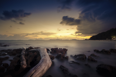 Sunset at Pala beach, Rayong, Thailandの写真素材