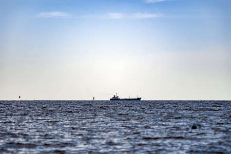 The tanker vessel at the horizonの写真素材