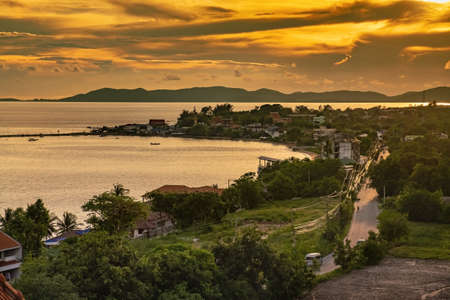Evening time of a cloudy day at Pala Village, Banchang, Rayong, Thailandの写真素材