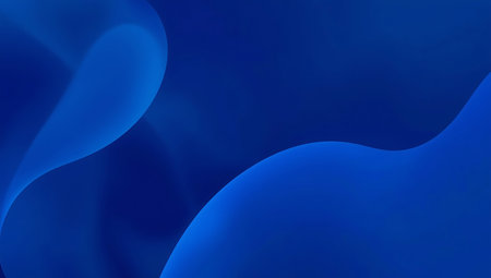 Abstract flowing waves of deep blue and lighter shades creating a smooth organic and modern digital art backgroundの素材