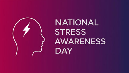 National stress awareness day with head and lightningの素材