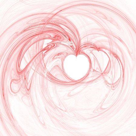 rendered flame fractal with heart shapesの写真素材