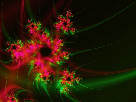 red green floral background over black, copy space on right sideの写真素材