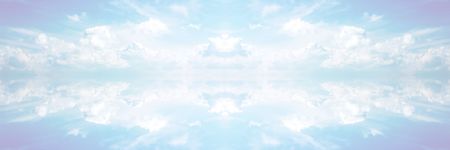 Beautiful banner/ header of blue sky and clouds in high key.の写真素材