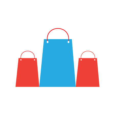 Blue and red shopping bags icon representing retail and consumer conceptのイラスト素材