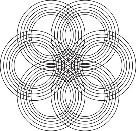 Geometric pattern features overlapping circles arranged to resemble a stylized flower creating an abstract and modern design suitable for backgrounds or decorative elements with itのイラスト素材
