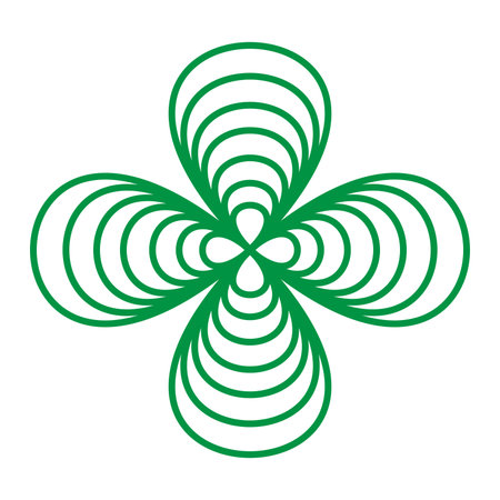 Shamrock design features concentric green shapes forming a four leaf clover against a white background representing Irish culture and the celebration of St Patrick's Day.のイラスト素材