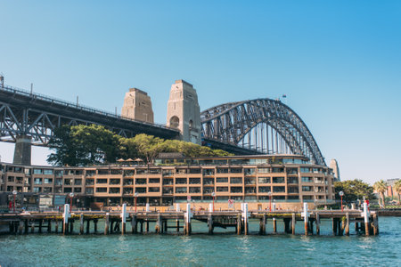 Sydney Harbour Bridge and Sydney Opera House in Sydney, Australiaの写真素材