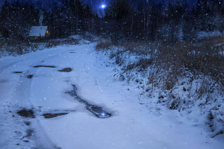 Christmas night landscape with the Christmas star.
