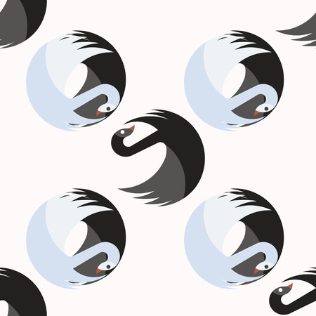 Seamless pattern with black and blue swans together . Vectorのイラスト素材