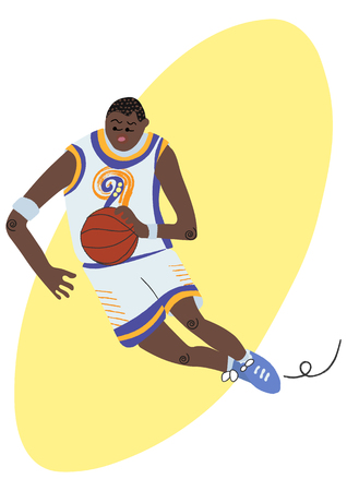 Cartoon basketball player ball possession in the motion vectorのイラスト素材
