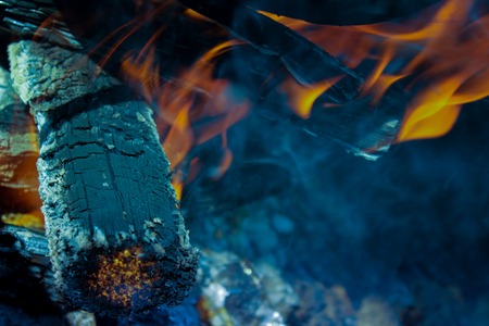 Close-up fire on black backgroundの写真素材