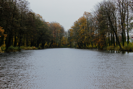 autumn lake among trees. Poland. Autumn Landscapeの写真素材
