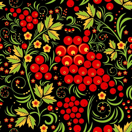 Khokhloma Seamless Pattern Backgroundのイラスト素材