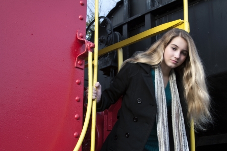 Young teen lifestyle model in candid or casual pose.の写真素材