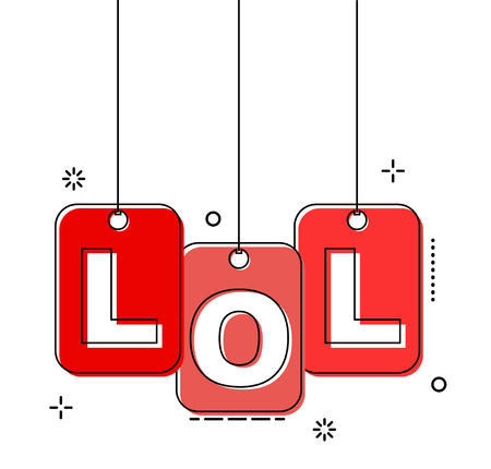 red flat line tag lolのイラスト素材