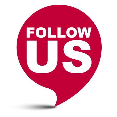 red vector bubble banner follow usのイラスト素材