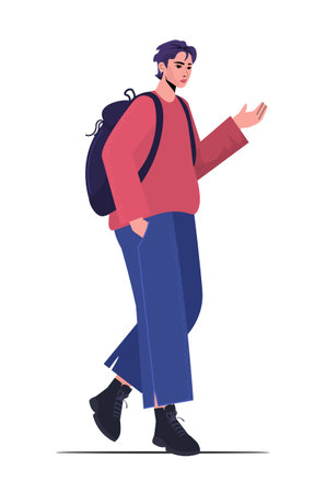 Young man in stylish casual clothes on a white background. vector illustration. cartoon style.のイラスト素材