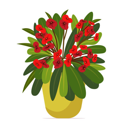 houseplant in flower pot. Modern elegant home decor. Vector illustration isolated on white background.のイラスト素材