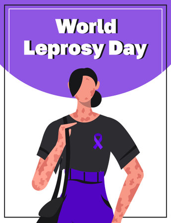 World Leprosy Day. Suitable for poster, banners, flyers, brochure template for greeting card. Flat vector illustration.のイラスト素材