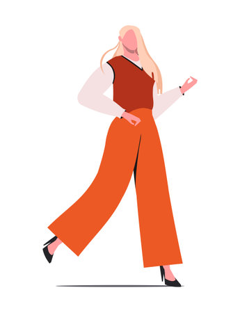 Young modern woman running. Ambitious business woman making efforts to succeed in life and achieve goals. Flat vector illustration isolated on white background.のイラスト素材