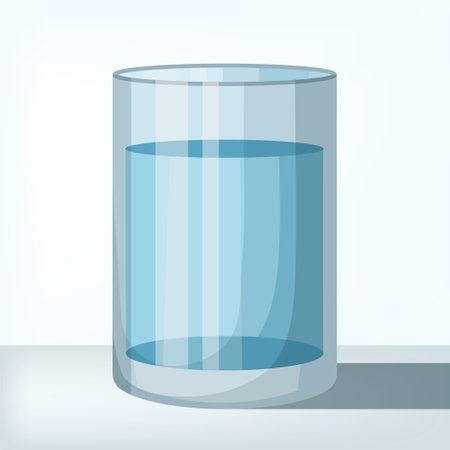 glass of water. Flat vector illustration on light blue background.のイラスト素材