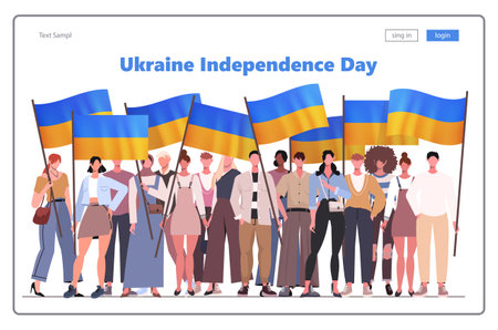Independence day of Ukraine. National holiday in Ukraine 24 August. The country became independent in 1991. Modern concept of web page design for website and mobile websiteのイラスト素材