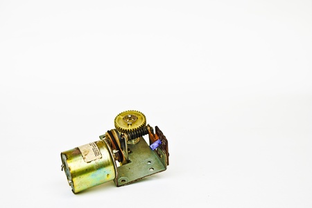 Electrical parts on white background.