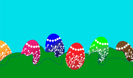 Colorful Easter background with painted Easter eggsのイラスト素材