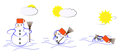 The Gradual thawing snowman During spring thawのイラスト素材