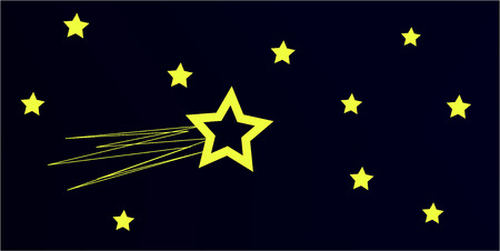 Black sky with stars and flying cometのイラスト素材