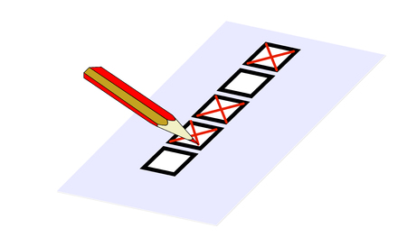 Questionnaire with crosses partially filled with pencilのイラスト素材