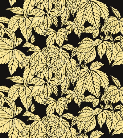 Autumn repeating wallpaper with yellow leafs on dark backgroundのイラスト素材
