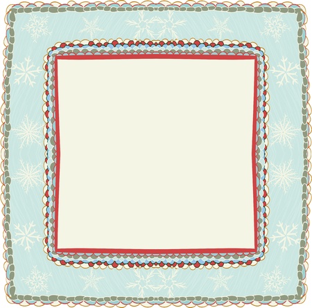 Hand drawn christmas frame with snowflakesのイラスト素材