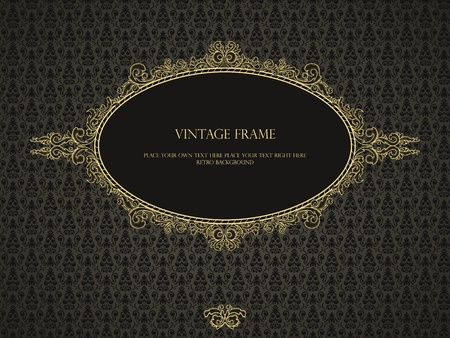 Luxury frame in retro style on seamless damask patternのイラスト素材