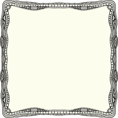 Abstract detailed frame. Hand drawn. Black and whiteのイラスト素材