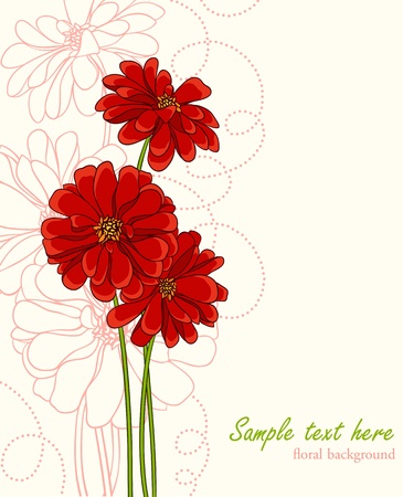 Stylish background with hand drawn flowers and place for text. Could be used as wedding invitation or valentineのイラスト素材
