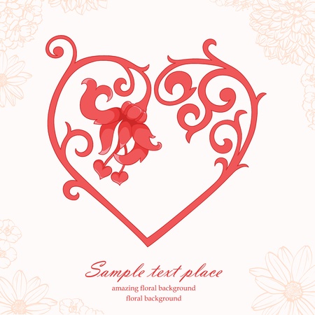 Floral background with vintage frame. Perfect for valentine cardのイラスト素材