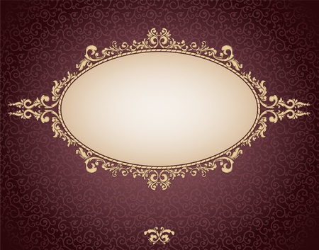 vintage frame on damask backgroundのイラスト素材