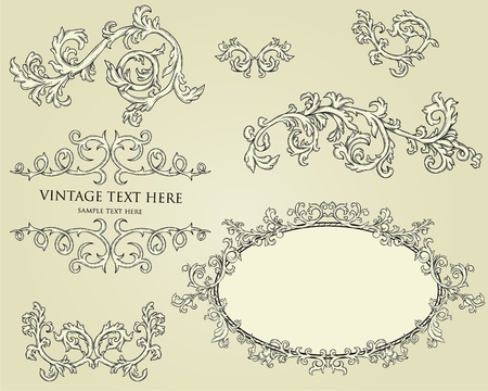 Collection of calligraphy design elements. Frames, page deviders, borders, etcのイラスト素材