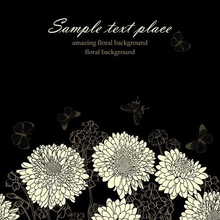 Floral background with hand drawn flowers.のイラスト素材