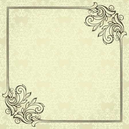 Vintage frame on damask background.のイラスト素材