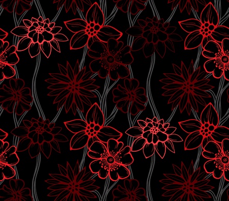 Seamless pattern with hand drawn flowersのイラスト素材