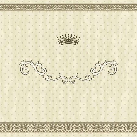 Detailed retro frame  with polka-dot beige backgroundのイラスト素材