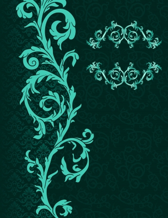 Detailed vintage card with damask wallpaper のイラスト素材